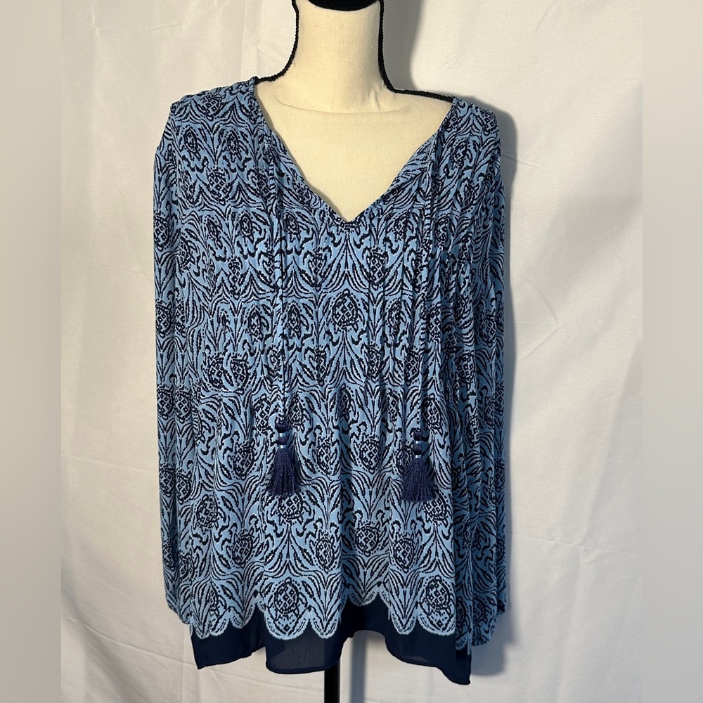 Lilly Pulitzer Marilina Tunic Top in Go Your Own Wave, Bon Bon Blue, Size XL